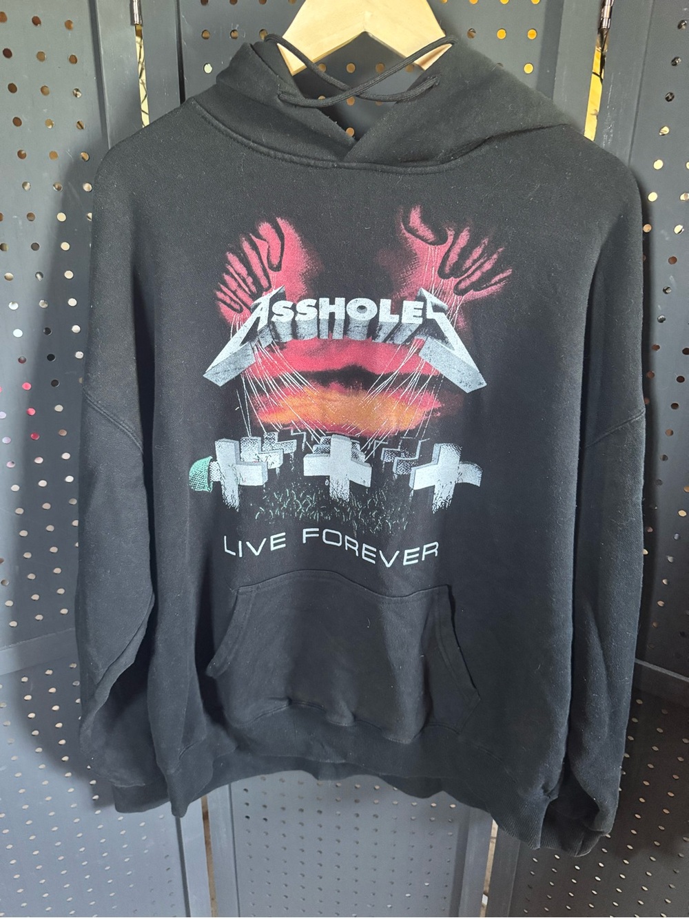 Live Forever Graphic Hoodie - Black with Red Accent